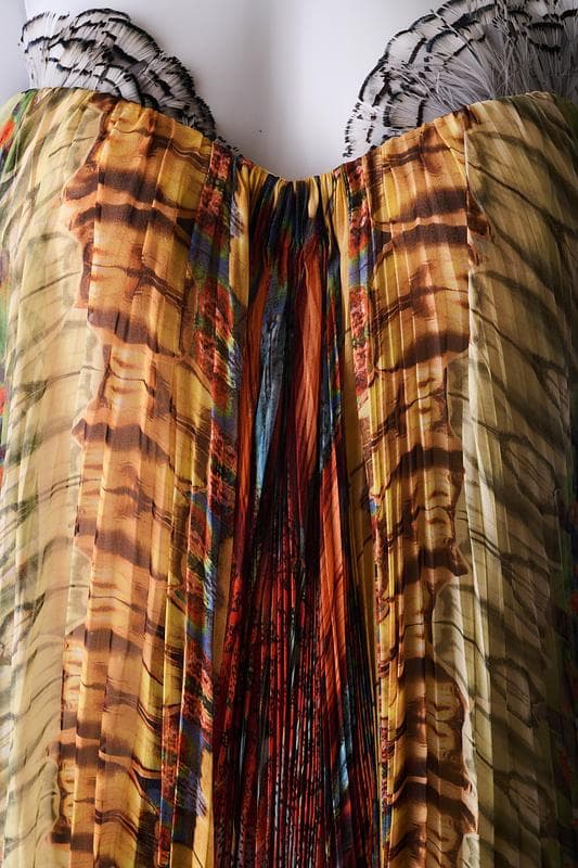 Printed chiffon feather gown, the showpiece worn by Natasha Poly
